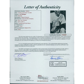 Joe DiMaggio New York Yankees Signed 3.5x5.5 Postcard Photo JSA Authenticated Joe DiMaggio New York Yankees Signed 3.5x5.5 Postcard Photo JSA Authenticated