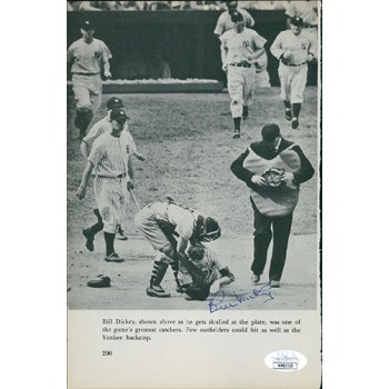 Bill Dickey New York Yankees Signed 6x9 Book Page JSA Authenticated