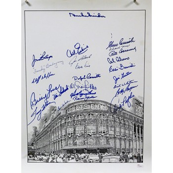 Brooklyn Dodgers Ebbits Fields Signed 16x20 Lithograph by 24 JSA Authenticated