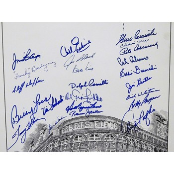 Brooklyn Dodgers Ebbits Fields Signed 16x20 Lithograph by 24 JSA Authenticated