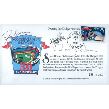 Los Angeles Dodgers Steve Yeager Tommy Davis Signed Cachet JSA Authenticated Los Angeles Dodgers Steve Yeager Tommy Davis Signed Cachet JSA Authenticated