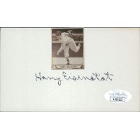 Harry Eisenstat Cleveland Indians Signed 3x5 Index Card JSA Authenticated