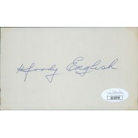 Woody English Chicago Cubs Signed 3x5 Index Card JSA Authenticated