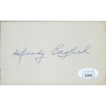 Woody English Chicago Cubs Signed 3x5 Index Card JSA Authenticated