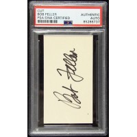 Bob Feller Cleveland Indians Signed 2x3.5 Cut Card PSA Authenticated
