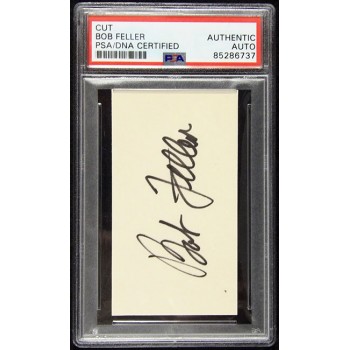 Bob Feller Cleveland Indians Signed 2x3.5 Cut Card PSA Authenticated