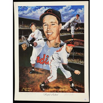 Bob Feller Cleveland Indians Signed 18x24 LE 900 Lithograph JSA Authenticated