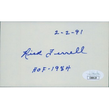 Rick Ferrell Boston Red Sox Signed 3x5 Index Card JSA Authenticated HOF 1984