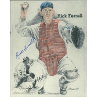Rick Ferrell Dodgers and James Amore Signed 7x10 Lithograph JSA Authenticated