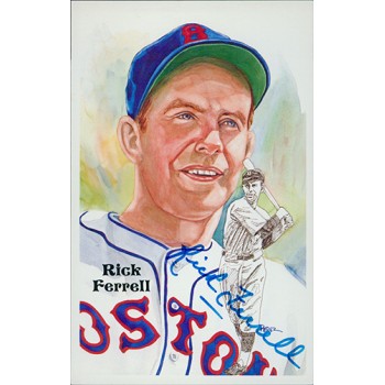 Rick Ferrell Boston Red Sox Signed Perez Steele HOF Postcard JSA Authenticated