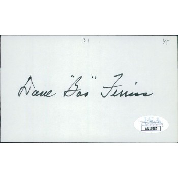 Dave Ferriss Boston Red Sox Signed 3x5 Index Card JSA Authenticated