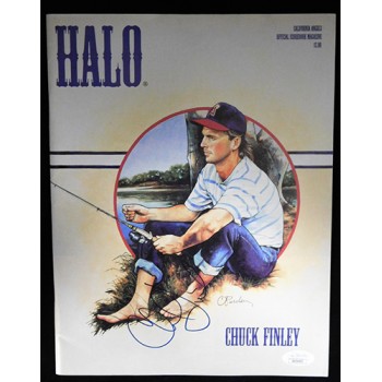 Chuck Finley California Angels Signed Halo Scorebook Magazine JSA Authenticated