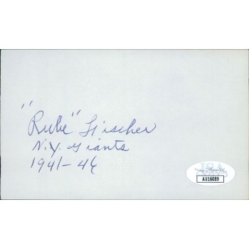 Rube Fischer New York Giants Signed 3x5 Index Card JSA Authenticated Rube Fischer New York Giants Signed 3x5 Index Card JSA Authenticated