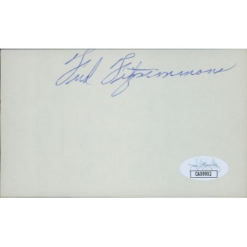 Fred Fitzsimmons New York Giants Signed 3x5 Index Card JSA Authenticated