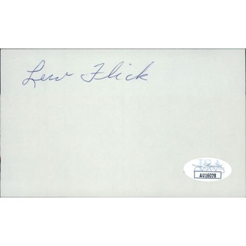Lew Flick Philadelphia Athletics Signed 3x5 Index Card JSA Authenticated