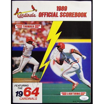 Curt Flood St. Louis Cardinals Signed 1986 Scorebook Magazine JSA Authenticated