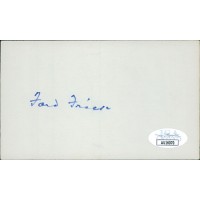 Ford Frick Baseball Commissioner Signed 3x5 Index Card JSA Authenticated