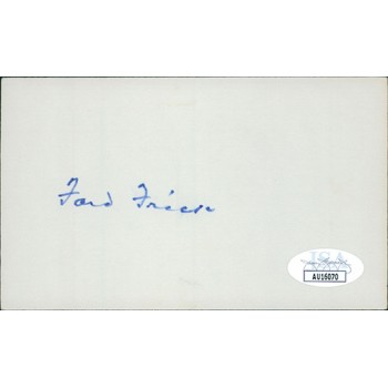 Ford Frick Baseball Commissioner Signed 3x5 Index Card JSA Authenticated