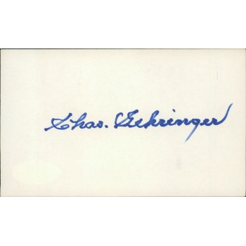 Charles Gehringer Detroit Tigers Signed 3x5 Index Card JSA Authenticated