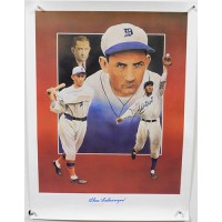 Charlie Gehringer Detroit Tigers Signed 18x24 Lithograph JSA Authenticated