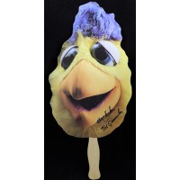 Ted Giannoulas The Famous San Diego Chicken Signed Face Fan JSA Authenticated