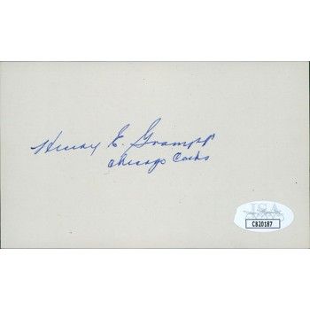 Henry Hank Grampp Chicago Cubs Signed 3x5 Index Card JSA Authenticated Henry Hank Grampp Chicago Cubs Signed 3x5 Index Card JSA Authenticated