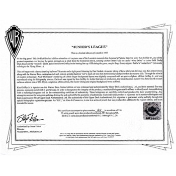 Ken Griffey Jr. Signed Junior's League Animation Cel /350 UDA Upper Deck Authen.