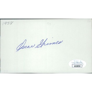 Oscar Grimes New York Yankees Signed 3x5 Index Card JSA Authenticated
