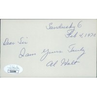 Al Halt Cleveland Indians Signed 3x5 Index Card JSA Authenticated Al Halt Cleveland Indians Signed 3x5 Index Card JSA Authenticated