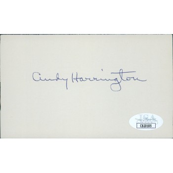 Andy Harrington Signed 3x5 Index Card JSA Authenticated