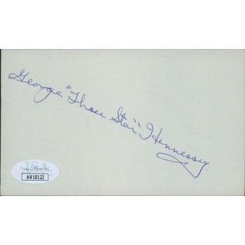 George Three Star Hennessey Signed 3x5 Index Card JSA Authenticated