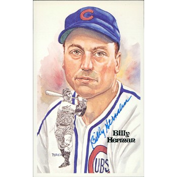 Billy Herman Chicago Cubs Signed Perez Steele HOF Postcard JSA Authenticated