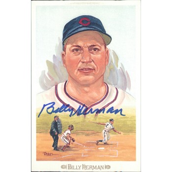 Billy Herman Cubs Signed Perez Steele Celebration HOF Postcard JSA Authenticated