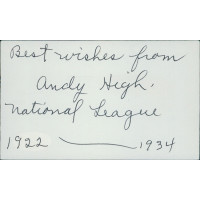 Andy High St. Louis Cardinals Signed 3x5 Index Card JSA Authenticated Andy High St. Louis Cardinals Signed 3x5 Index Card JSA Authenticated