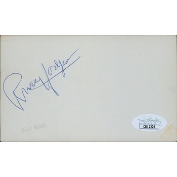 Russ Hodges Sports Broadcaster Signed 3x5 Index Card JSA Authenticated