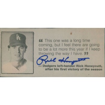 Rick Honeycutt Los Angeles Dodgers Signed 2x4.25 Cut Page Photo JSA Authentic Rick Honeycutt Los Angeles Dodgers Signed 2x4.25 Cut Page Photo JSA Authentic