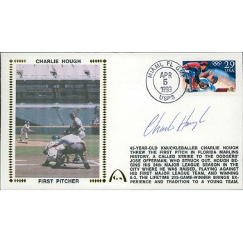 Charlie Hough Signed First Day Issue Cachet JSA Authenticated