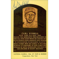 Carl Hubbell Signed Hall of Fame Cooperstown Plaque Postcard JSA Authenticated Carl Hubbell Signed Hall of Fame Cooperstown Plaque Postcard JSA Authenticated