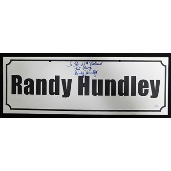 Randy Hundley Signed 7x20 Name Plate Convention Sign JSA Authenticated