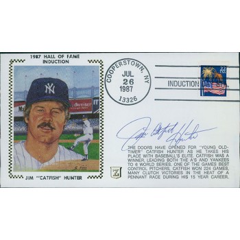 Jim Catfish Hunter New York Yankees Signed 1987 HOF Cachet JSA Authenticated