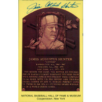 Jim Catfish Hunter Signed Hall of Fame Cooperstown Plaque Postcard JSA Authentic Jim Catfish Hunter Signed Hall of Fame Cooperstown Plaque Postcard JSA Authentic