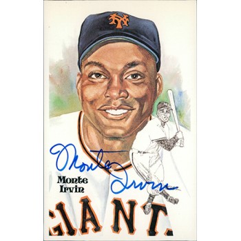 Monte Irvin New York Giants Signed Perez Steele HOF Postcard JSA Authenticated