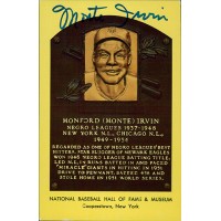 Monte Irvin Signed Hall of Fame Cooperstown Plaque Postcard JSA Authenticated
