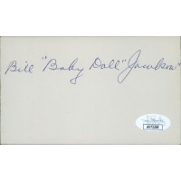 Bill Baby Doll Jacobson St. Louis Browns Signed 3x5 Index Card JSA Authenticated Bill Baby Doll Jacobson St. Louis Browns Signed 3x5 Index Card JSA Authenticated