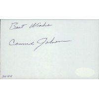 Connie Johnson Baltimore Orioles Signed 3x5 Index Card JSA Authenticated