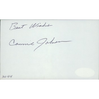 Connie Johnson Baltimore Orioles Signed 3x5 Index Card JSA Authenticated
