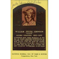 Judy Johnson Signed Hall of Fame Cooperstown Plaque Postcard JSA Authenticated
