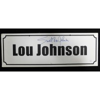 Sweet Lou Johnson Signed 7x20 Name Plate Convention Sign JSA Authenticated