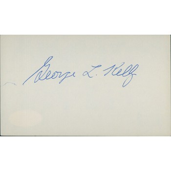George L. Kelly New York Giants Signed 3x5 Index Card JSA Authenticated