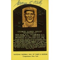 George Kelly Signed Hall of Fame Cooperstown Plaque Postcard JSA Authenticated